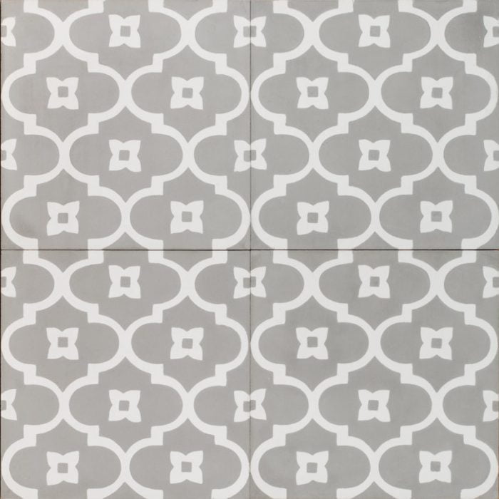 Designer Encaustic Tiles - Light Grey Moorish Night