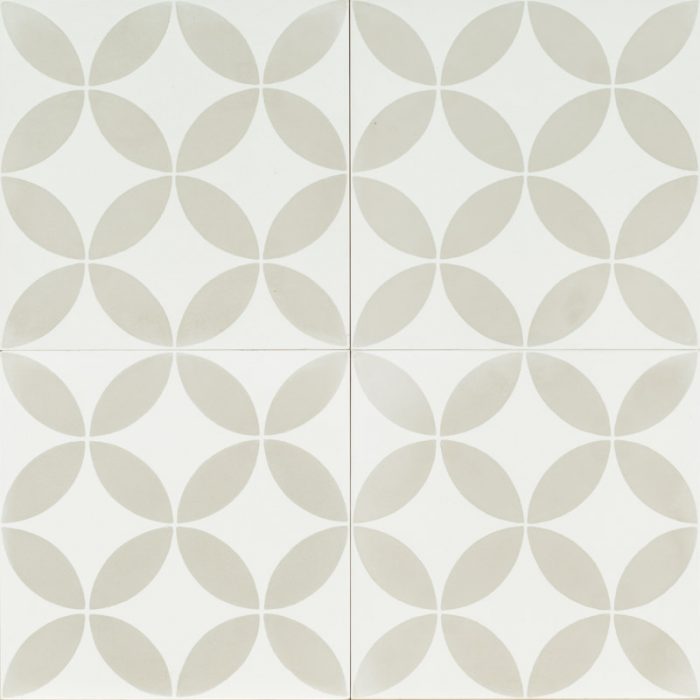 Reproduction Tiles - Light Grey and White Circle