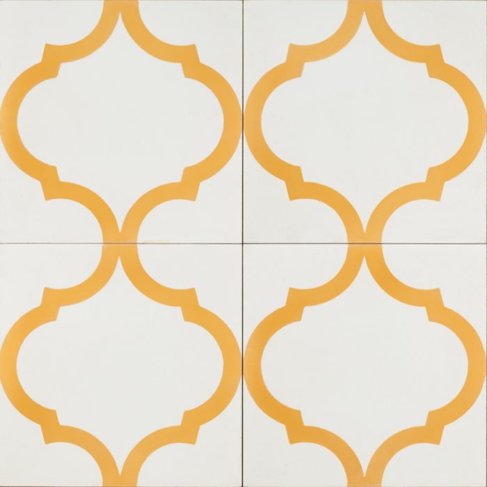 Designer Encaustic Tiles - Mustard Arabesque