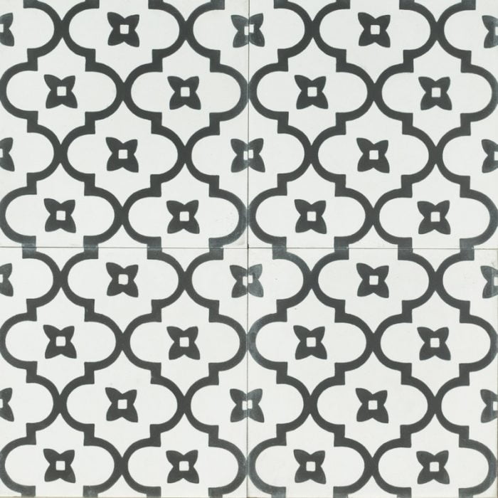 Designer Encaustic Tiles - White Moorish Night