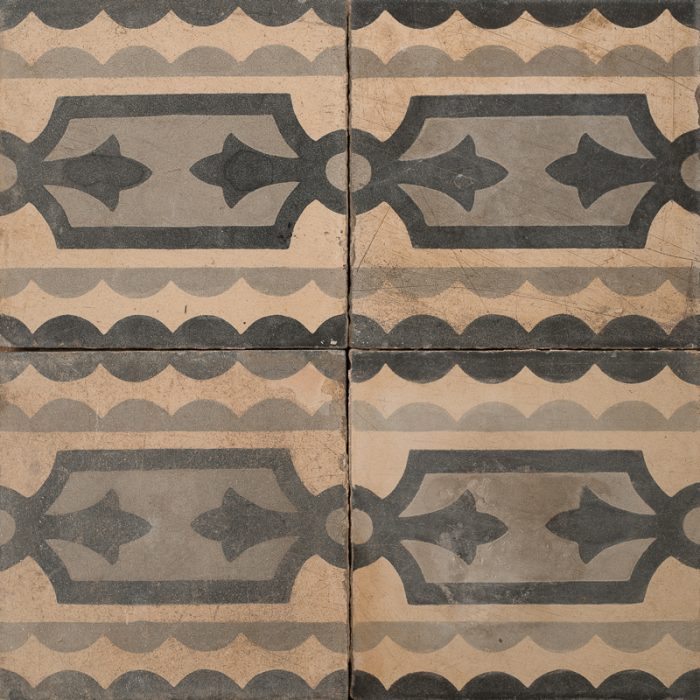 Antique Encaustic Cement Tiles - Black Bodhi Border Antique