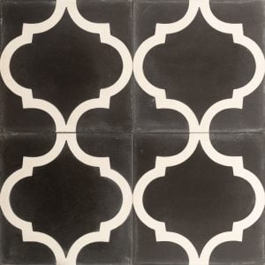 Black tile with white pattern