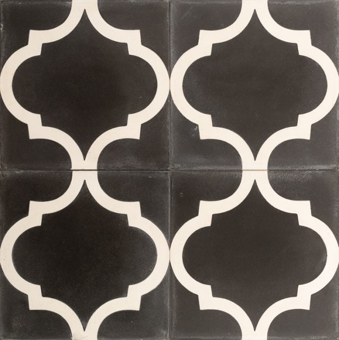 Designer Encaustic Tiles - Charcoal Arabesque