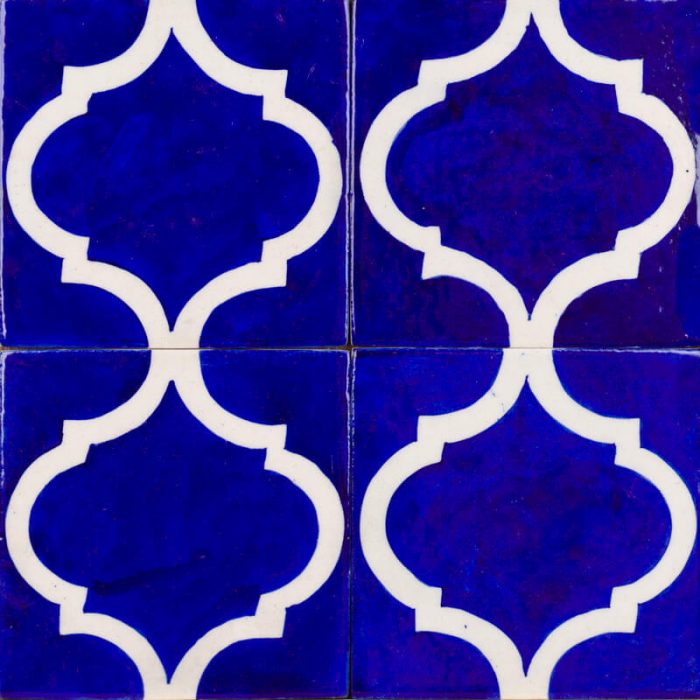 Glazed Feature Tiles - Cobalt Arabesque