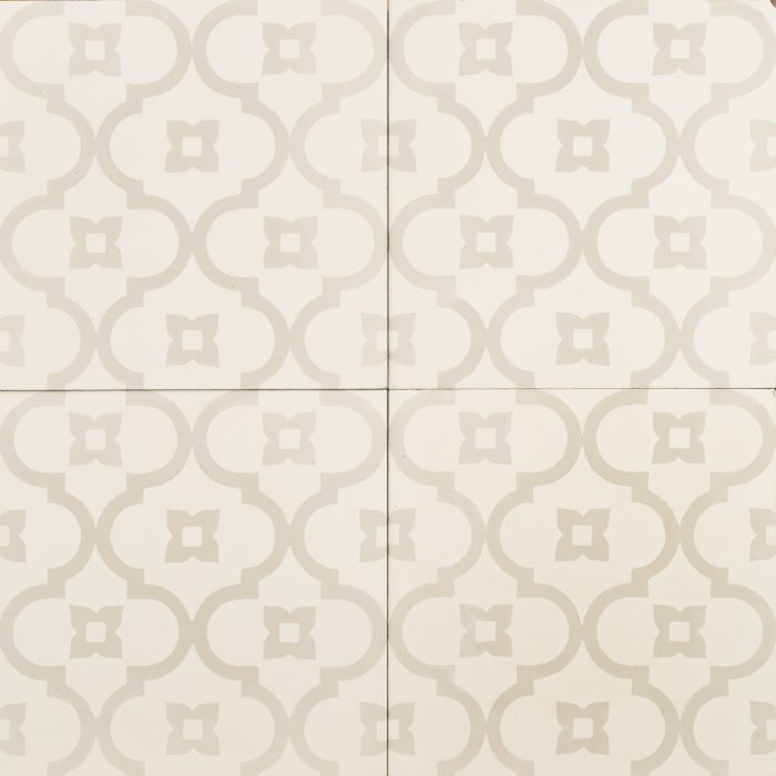 Designer Encaustic Tiles - Light Grey on White Moorish Night