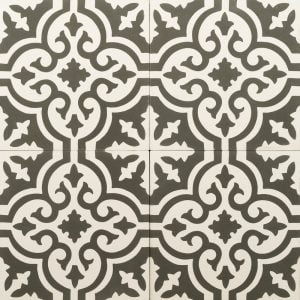 black and white patterned tile