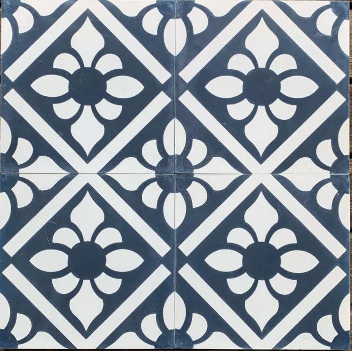 Designer Encaustic Tiles - Navy Lily