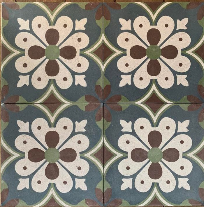 Designer Encaustic Tiles - Petite Blue Magnolia