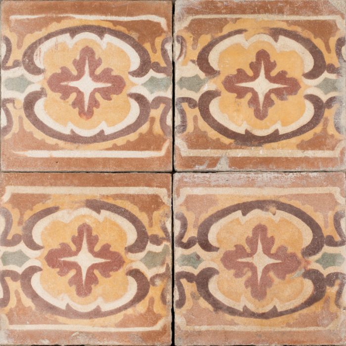 Antique Encaustic Cement Tiles - Desert Flower Border Antique