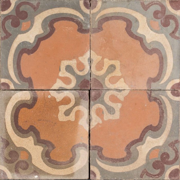 Antique Encaustic Cement Tiles - Venetian Flower Antique