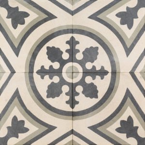 chateau tile recreated from an original antqiue with its antique white, black and grey pattern