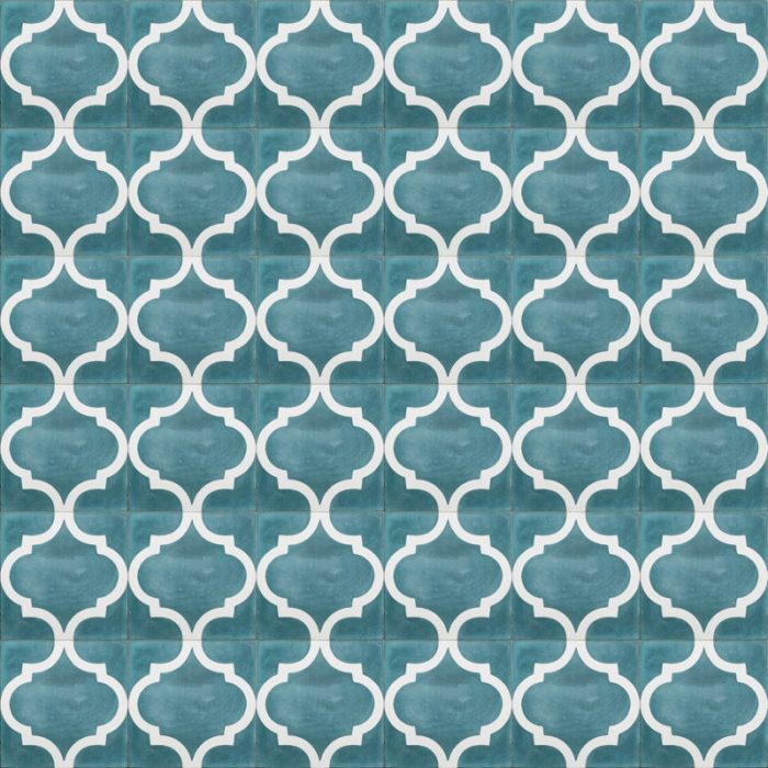 Designer Encaustic Tiles - Teal Arabesque