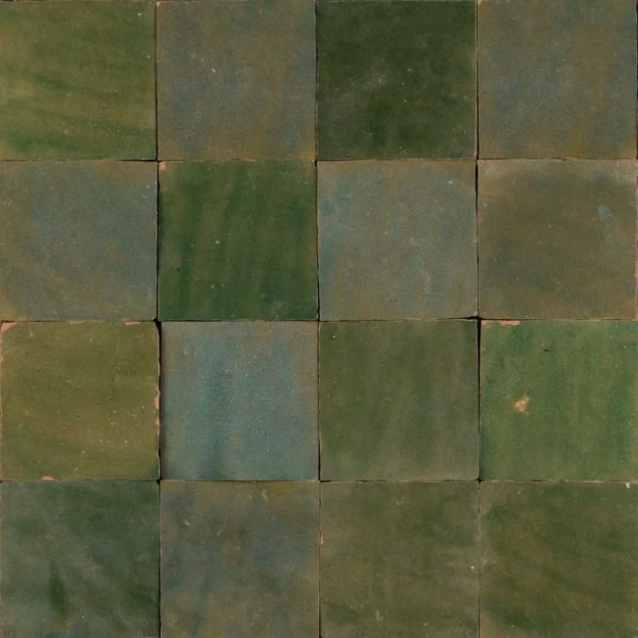 Moroccan Handmade Tiles - Mediterranean Green Glazed