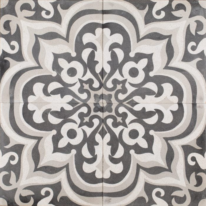 Designer Encaustic Tiles - Charcoal Jaffa