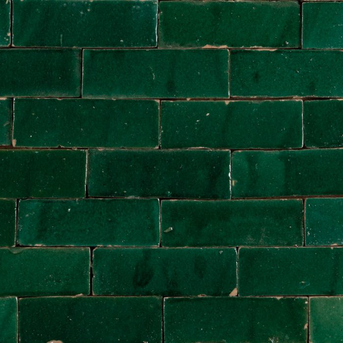 Moroccan Handmade Tiles - Emerald Green Glazed Brick
