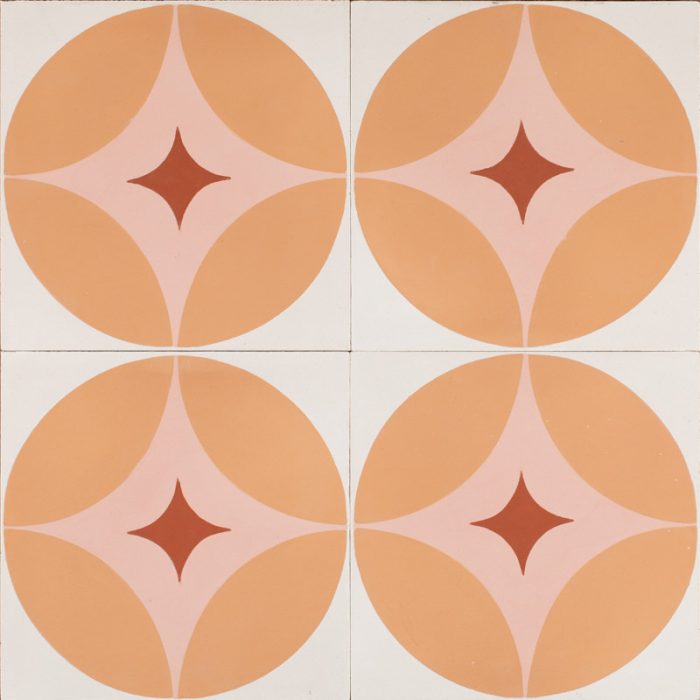 Designer Encaustic Tiles - Pink Retro Star