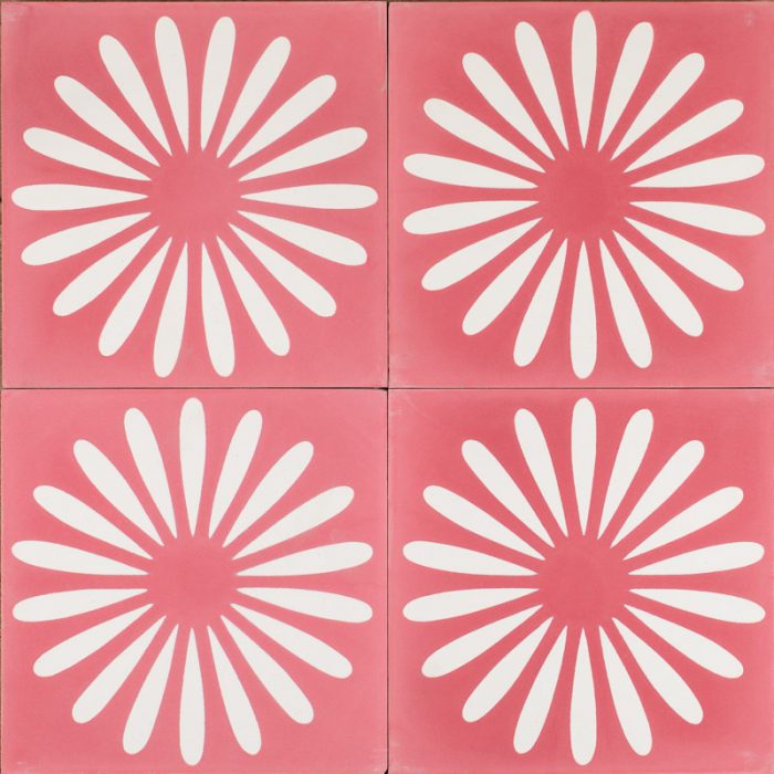 Designer Encaustic Tiles - Spicy Pink Flower