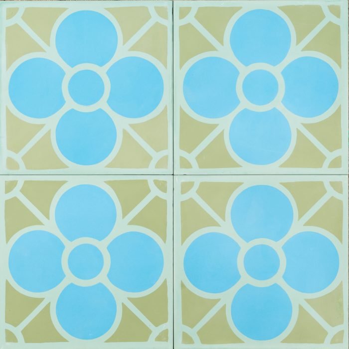 Designer Encaustic Tiles - Blue Frangipani