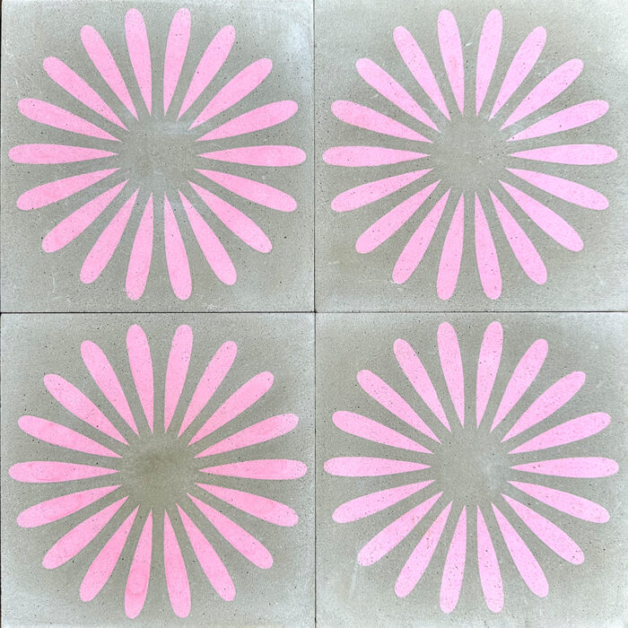 Outdoor Tiles - Olive and Pink Flower