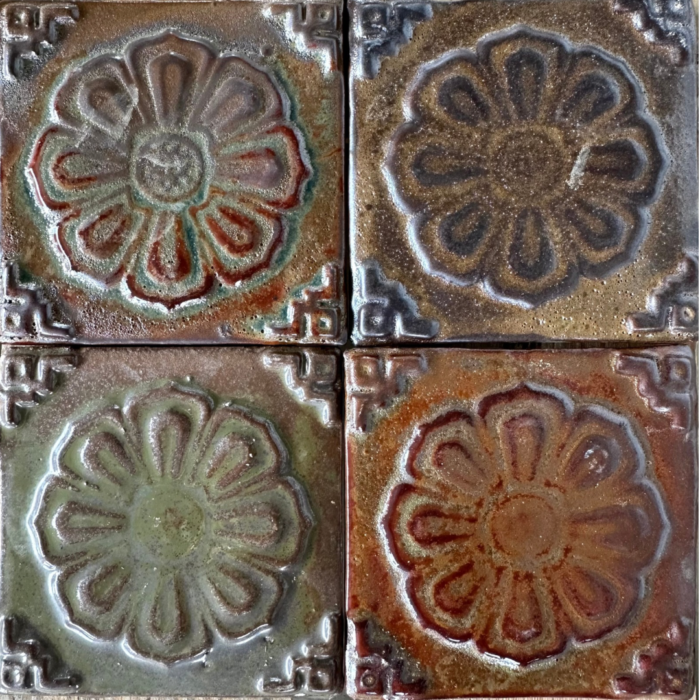 Glazed Feature Tiles - Glazed Vintage Sunflower